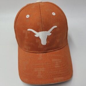 Vintage Texas Longhorns Hat Adjustable Orange White NCAA All Over Print Logo Men